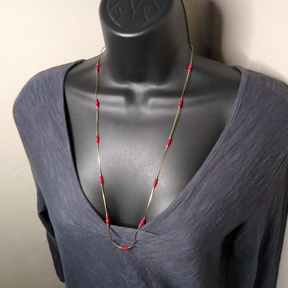 Vintage Small Red Bead Necklace & Bracelet Set - Picture 2 of 9